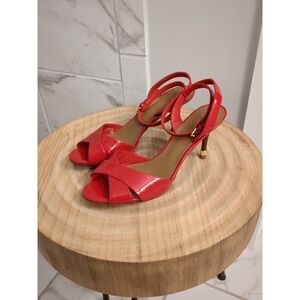 Tori‎ Burch Red Patent Leather Peep Toe Heels Sz 8 Read
